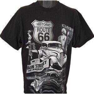 Vintage Route 66 T Shirt Mens Size Large Black 90s Main Street Of America